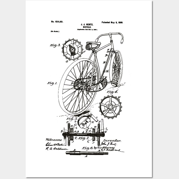 Bicycle Patent Black Wall Art by Luve